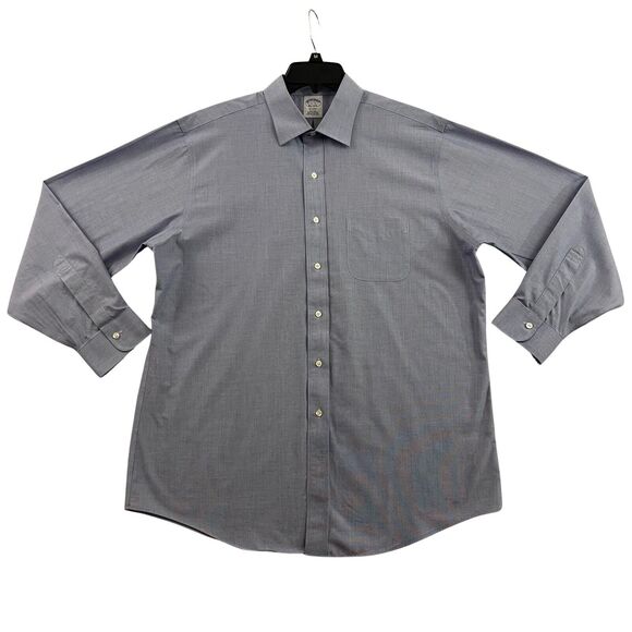 Brooks Brothers Regent Oxford Shirt Mens Sz 17 34 Blue Chambray Button Up - Picture 1 of 13